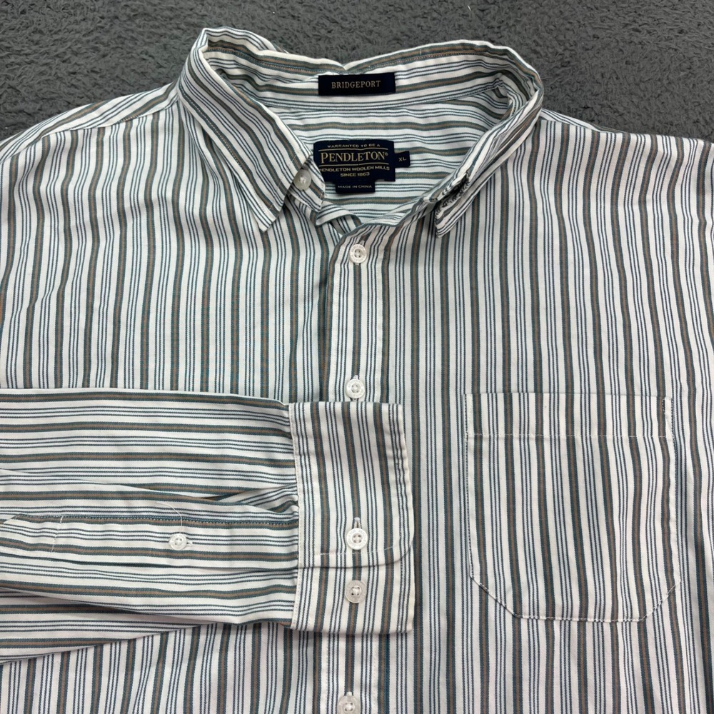 Pendleton Bridgeport Mens Striped Button Down Shirt XL Tall Long‎ Sleeve Casual